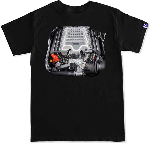 R Built Men's SRT Hellcat Engine T-Shirt Black