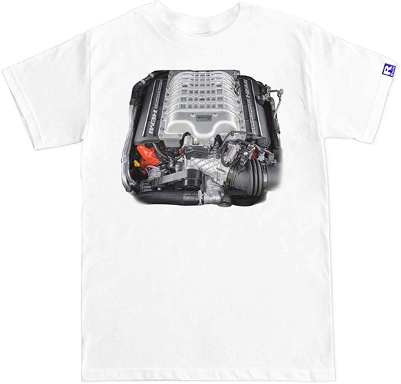 R Built Men's SRT Hellcat Engine T-Shirt White