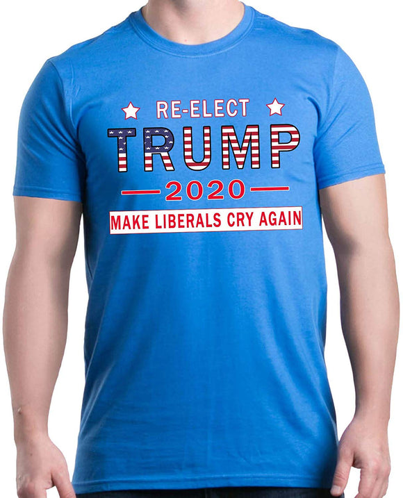 Re-Elect Trump 2020 Make Liberals Cry Again Political T-Shirt Blue