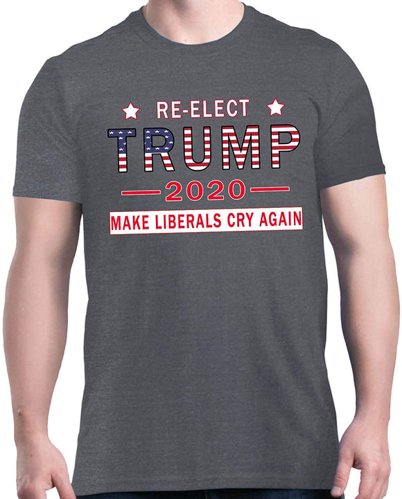 Re-Elect Trump 2020 Make Liberals Cry Again Political T-Shirt gray