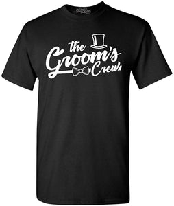 The Groom and Groom's Crew Top Hat Bow Tie T-Shirt Black