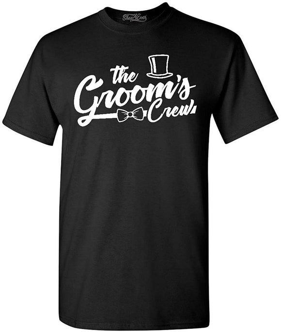 The Groom and Groom's Crew Top Hat Bow Tie T-Shirt Black